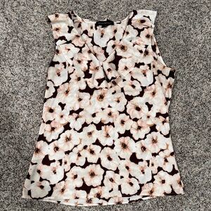Banana Republic Burgundy Floral V-Neck Sleeveless Blouse
